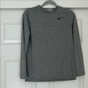 Nike Dri-Fit Heather Gray Long Sleeve Top, Youth XL